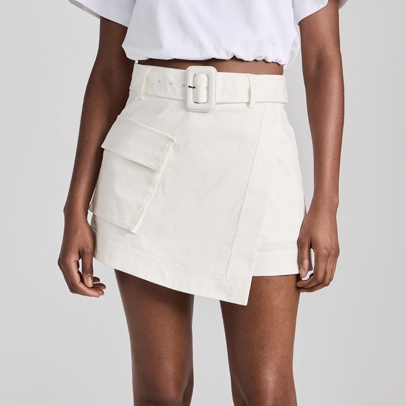 Nwt Simkhai Lizette Belted Stretch Cotton White Utility Skorts | Size 14